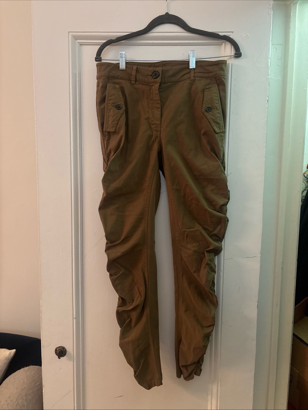 Women’s Olive Brown Cargo Trousers with Button Pockets Barney New York Robert Ro
